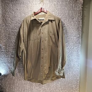 Orvis Men Shirt Button Down Roll Tab Sleeves Cotton Men's XL Pockets Green